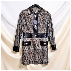 Etcetera 3-Piece Paisley Jacket/Blouse/Skirt Set | Leather Trim | Power Suit